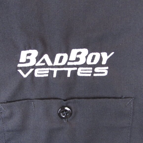 Badboy Vettes Dickies Men's XL Work Shirt Black Short Sleeve Embroidered - Picture 3 of 7
